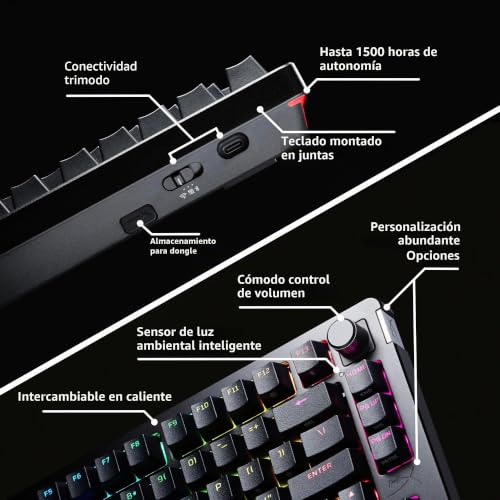 Teclado mecánico HyperX Alloy Rise 75 con batería de 80 horas y conexión Bluetooth 5