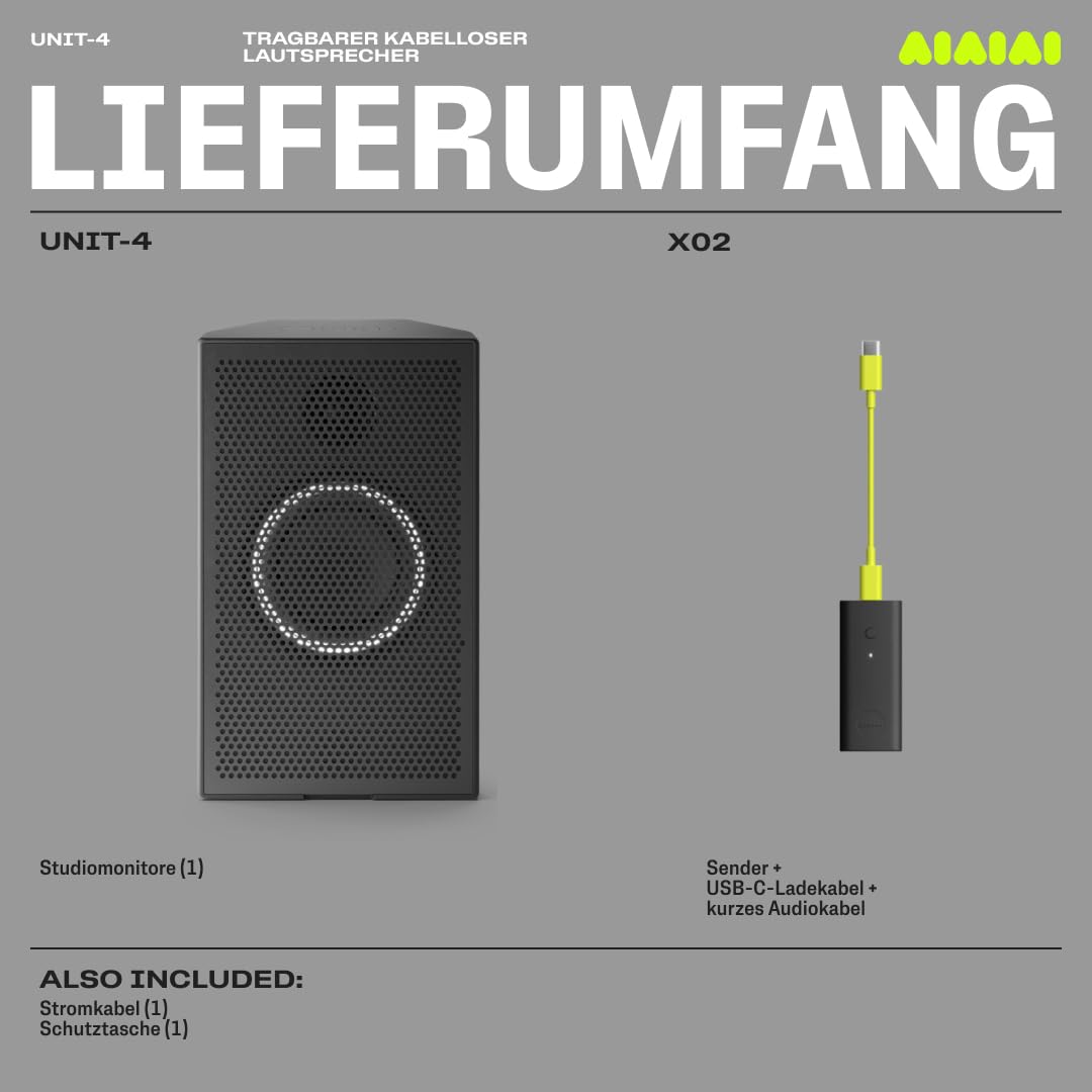 AIAIAI Unit-4 Wireless+ przenośny, bezprzewodowy głośnik z bardzo dużą opóźnieniem, nieskompresowany dźwięk, 20+ godzin odtwarzania, Bluetooth (jednoczęściowy)