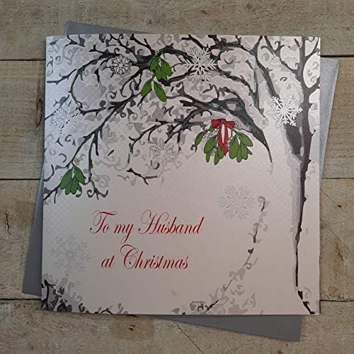 White Cotton Cards Tarjeta Grande Hecha a Mano para mi Marido en Navidad (código xx14-112), Algodón, Blanco, 22cm x 22cm