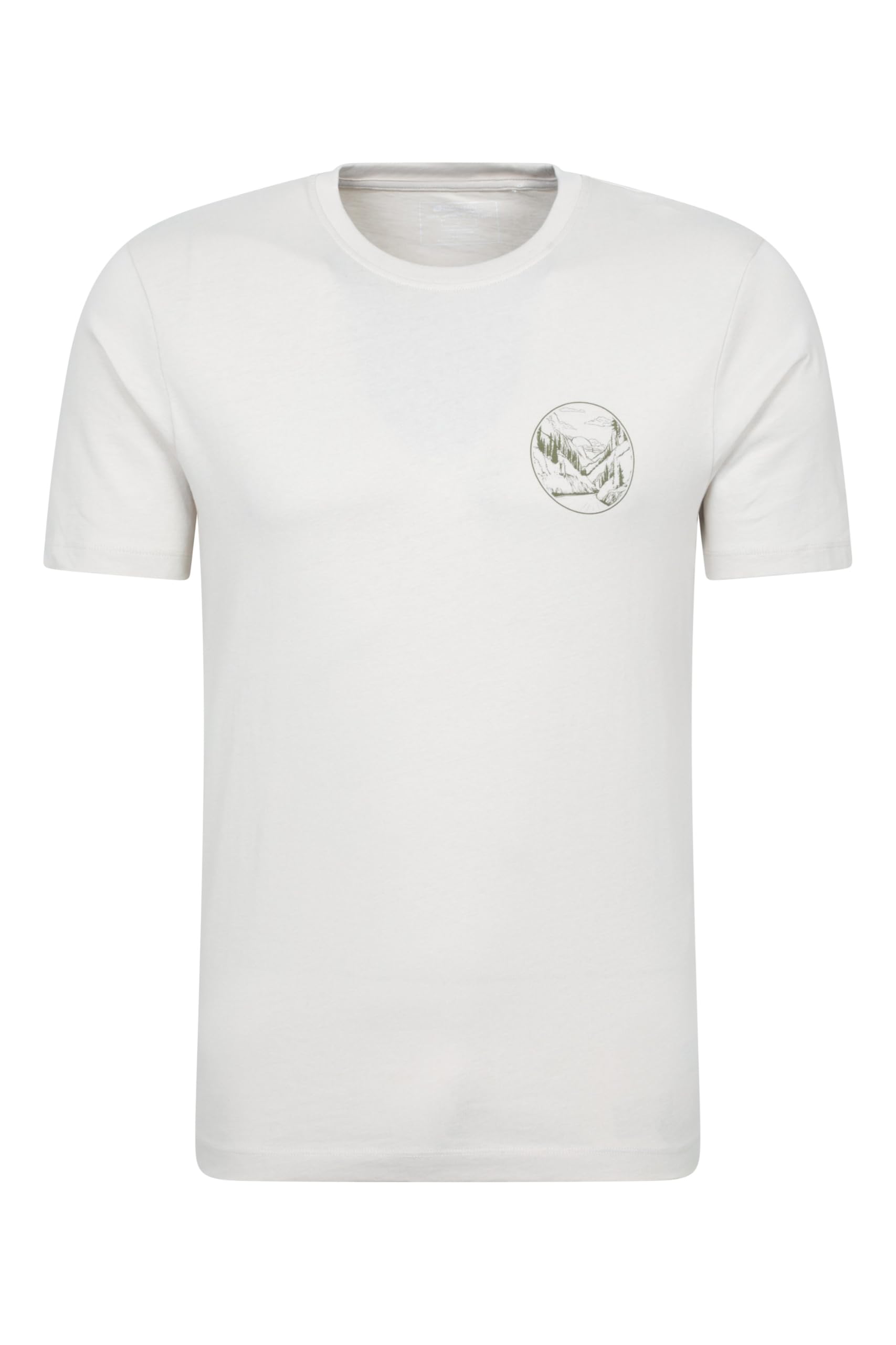 Mountain Warehouse Men's Beige Mountain Valley Cotton T-Shirt - Lightweight, Breathable & Uv Protect Casual Tee - Spring Summer, Outdoors, Holiday, Walking, Hiking Xs