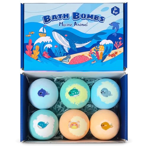 Bombes de bain avec surprise jouet animaux océan brillent dans le noir x6