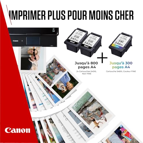 Canon PG-545XL x 2 / CL-546XL Cartouches d'encre Authentiques à Haut rendement, Lot de 3 (2 x Noir, 1 x Couleur) - Carton Multipack
