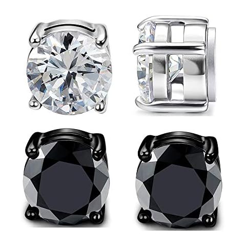 Stainless Steel Magnetic No Piercing Fake Gauges Earring Studs,for Non Pierced Ears,Black,Silver,Colorful,Hypoallergenic Cover