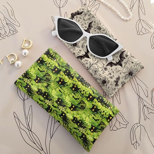 Image of 2 PCS Glasses Case Eyeglass Sunglasses Pouch Squeeze Portable Bag Soft Leather with Cleaning Cloth Women Men Girls