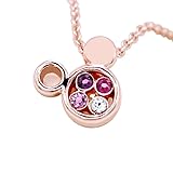 [famileyell] ディズニー ミッキー ネックレス24金加工 ピンクゴールド 仕上げ マルチストーン ネックレス 24KGP ペンダント アクセサリー ローズ アメジスト クリスタル ピンクパープル 金属アレルギー対応 [並行輸入品]