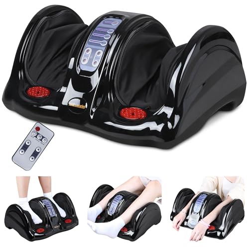 Image of H&B Luxuries Shiatsu Foot Massager Machine with Remote Controller, Kneading and Rolling Home Massagers for Feet, Ankle, Calf, Leg, Ideal for Men, Women, Father, Mom Parents and The Elderly, Black