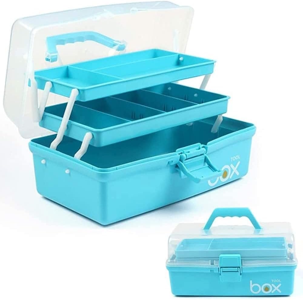 12 in Three-Layer Multipurpose Storage Box Organizer Folding Tool Box Art & Crafts Case Sewing Supplies