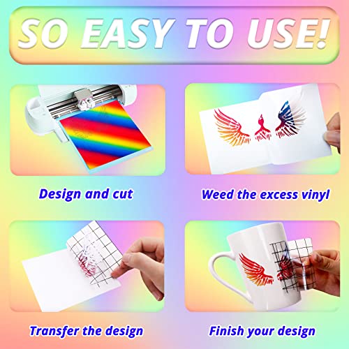 Htvront Glitter Rainbow Permanent Vinyl Rolls - 12"X 5Ft Sparkly Pattern Adhesive Vinyl For Cricut – Shimmer Craft Adhesvie Vinyl Roll For Tumbler, Home Decor, Scrapbook #TOP4