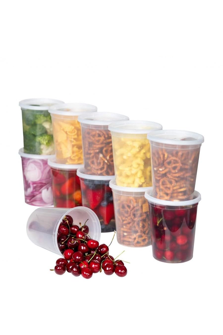 32oz plastic soup/Food container with lids (100 Pack)