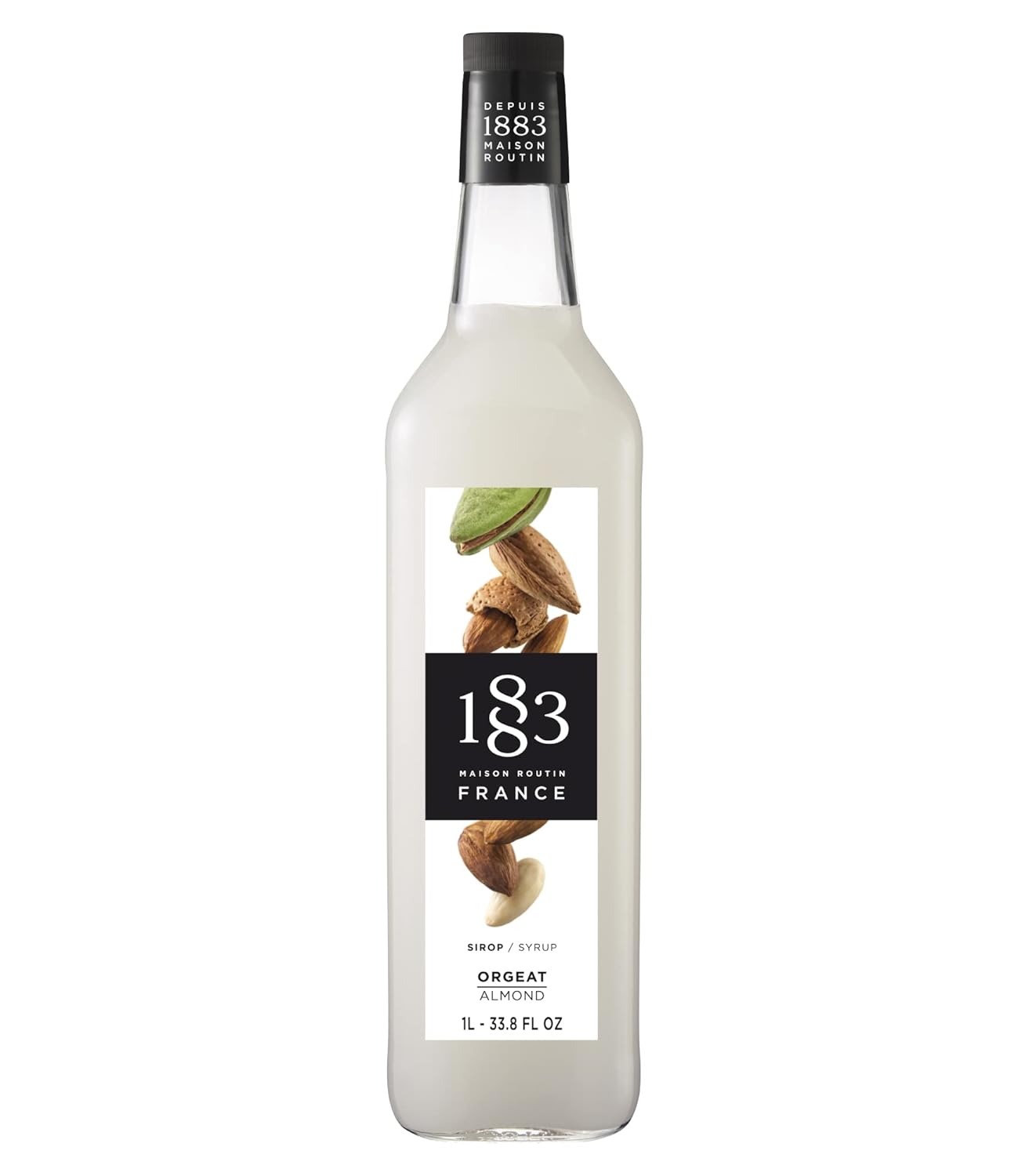 1883 Maison Routin Syrup for Drinks, Made In France (33.8 Fl Oz, Almond Glass)