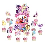 25 pieces My Pony Horse Friend Theme birthday cake decoration, Cake Topper Cupcake Toppers Birthday...