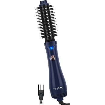 PARWIN PRO BEAUTY 2.0 Warm Air Brush Blow Dryer 4-in-1 Round Hair Dryer Curling Brush Ion Round Brush for Drying Straightening and Volume 1000 Watt Prussian Blue