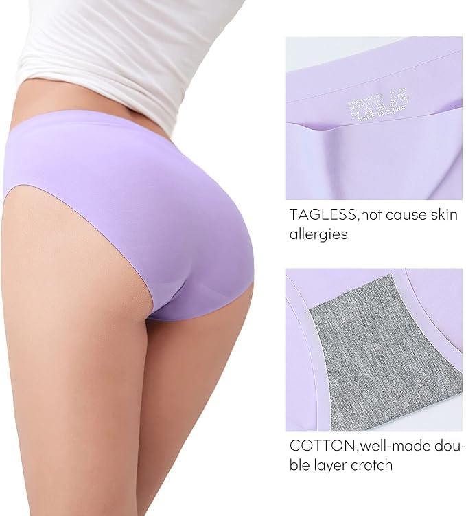Image of LOURYN KOULYN No Show Underwear for Women Seamless High Cut Briefs Mid-Waist Soft No Panty Lines,Pack of 5