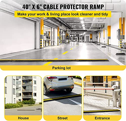 Happybuy 4 Pack Of 1-Channel Rubber Cable Protector Ramps Heavy Duty 22046Lbs Load Capacity Cable Wire Cord Cover Ramp Speed Bump Driveway Hose Cable Ramp Protective Cover #TOP1