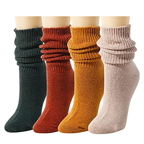 Sockfun Slouch Socks for Women, Scrunch Slouchy Socks 4 Pairs