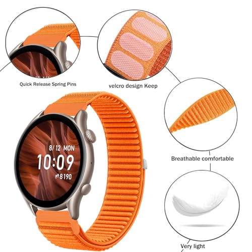 Issinlky Nylonowy pasek kompatybilny z Amazfit GTR 47 mm/GTR 2/GTR 2e/GTR 3/GTR 3 Pro/GTR 4/GTR 4 Pro/Stratos 3/2, elastyczny pasek 22 mm do Coros Pace 4/3/APEX 2 PRO/APEX PRO/APEX 46 mm
