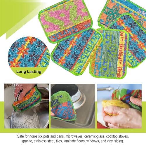 Image of Wet-it! Skrubba 6-Pack Reusable Dish Scrubbers - Non-Scratch Scouring Pads for Kitchen & Household - Eco-Friendly, Dishwasher Safe Scrub Sponges for Dishes, Pots & Pans (Vogue)