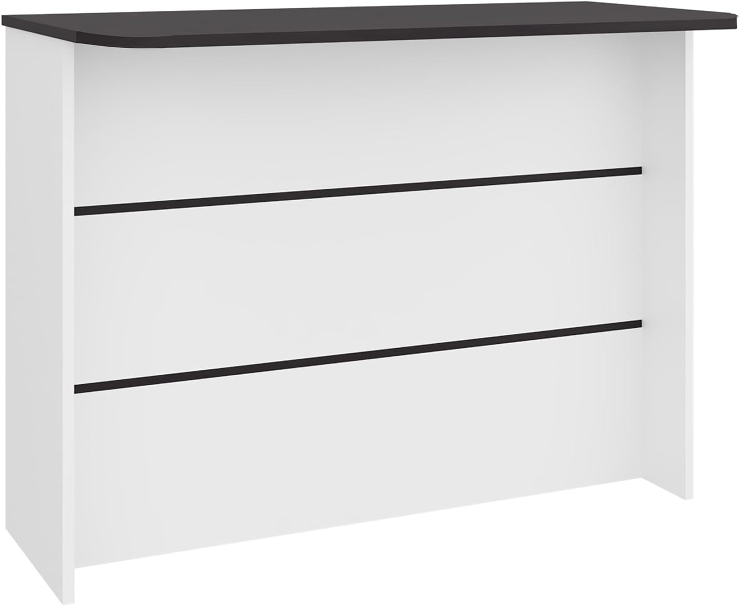 FM FURNITURE Central Kitchen Island Spacious Storage White Black Engineered Wood