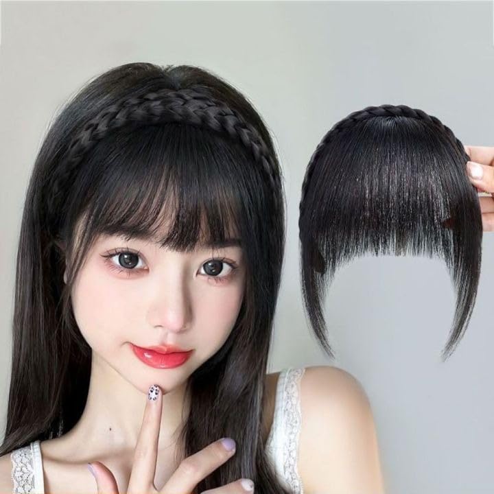 Dazz Look Fashion Synthetic Wigs Headband Front Hair Bangs Fringe Hair Extensions for Women Girls(Black), PCS of 1-picture-50