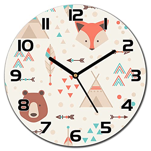 Horloge en verre 30 cm Animaux Dessin Animé Géométrique