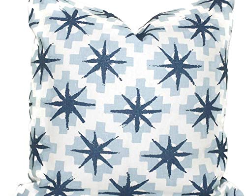 PotteLove Peter Dunham Blue Starburst Decorative Pillow Cover Eurosham Lumbar ...