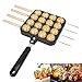 PLEASUR Takoyaki patelnia z 16 otworów, żeliwna forma do kuli mięsa, z drewnianym uchwytem, urządzenia kuchenne z igłą do pieczenia do pieca elektrycznego i kuchenki gazowej