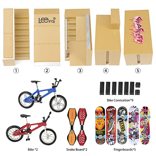 M.a.k Fingerboard Skatepark Set 14Pcs Finger Skateboard Ramp 5Pcs With 9Pcs Mini Finger Toys Including Finger Skateboards, Finger Bike, Fingerboard Skate Park, Finger Skateboard Set For Kids Gift #TOP5