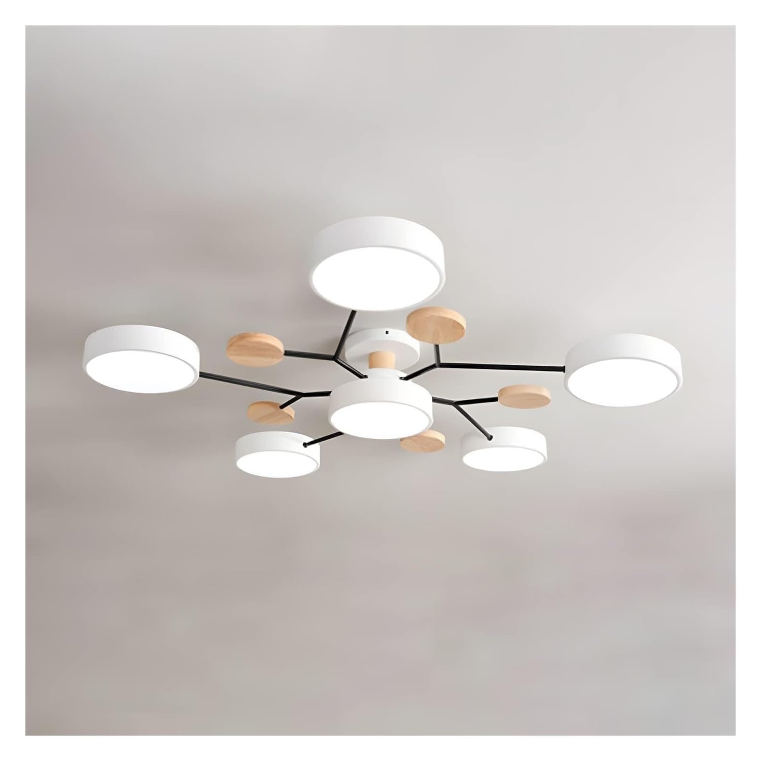 LYMSXAZOU Ceiling Lighting Circular Acrylic LED Light Nordic Modern Semi Flush Mount Lamp Close To Fixtures for Living Room Dining Bedroom Hallway Kitchen(White-6 Heads,White