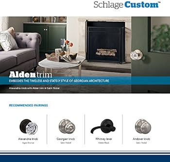 SCHLAGE Custom FC21 ALX 619 ALD Alexandria Glass Knob with Alden
