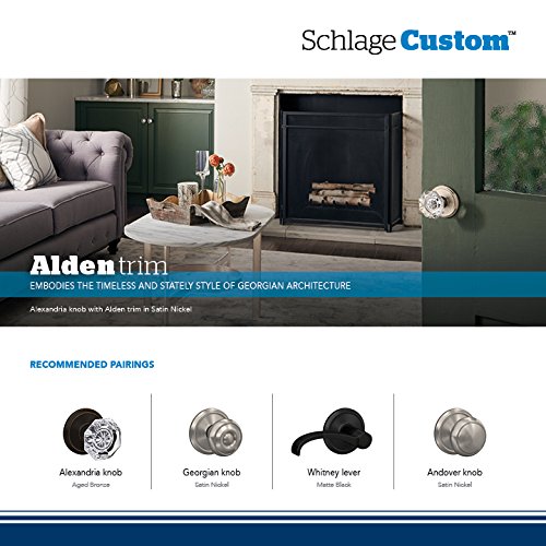 Schlage Custom Fc21 Alx 619 Ald Alexandria Glass Knob With Alden Trim Hall-Closet And Bed-Bath Lock, Satin Nickel #TOP5