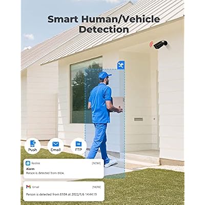 REOLINK 4K/8MP Security Bullet PoE IP Camera,Surveillance Outdoor Indoor,Human/Vehicle/Pet Detection,100ft IR Night Vision,Work with Smart Home,Up to 256GB microSD Card,RLC-810A(Black)