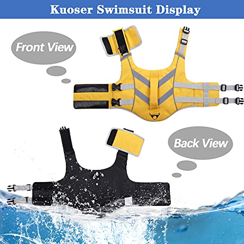 Kuoser Dog Life Jacket With Reflective Stripes, Adjustable High Visibility Dog Life Vest Ripstop Dog Lifesaver Pet Life Preserver With High Flotation Swimsuit For Small Medium And Large Dogs #TOP2
