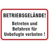 Schild Betriebsgelände ! Betreten und befahren verboten 300 x 450 mm aus Aluminium-Verbundmaterial 3mm stark