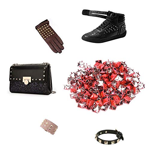 Heepdd 200Pcs Rivets, 9Mm Spike Studs Diy Leathercraft Spike Rivets Bag Leather Clothing Bag Decorative Shoes Rivet(Red Bottom Yellow Dot) #TOP2