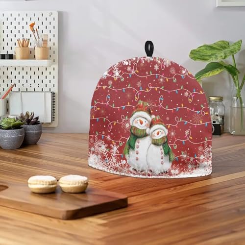 Image of Christmas Tea Cozy Snowman Print Creative Insulated Tea Cosy Extra Thick Home Kitchen Decoration Creative Gifts Dust Teapot Cover Kitchen Accessories for Festival