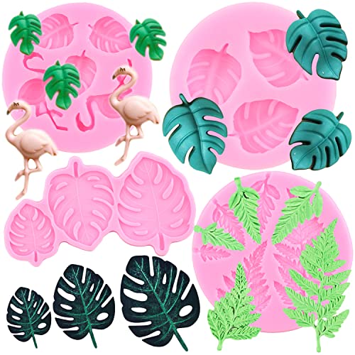 ZiXiang Tropical Leaf Silicone Mold Fern Leaves Fondant Molds Set Of 4