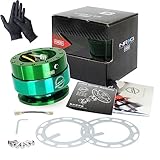 NRG Innovations エヌアールジー SRK-200GN グリーン クイックリリースキット 2.0 日本語取付説明書付き Quick Release US直輸入 アルミニウム ステアリングボス ユニバーサルフィット 車 カーアクセサリー レンチン 純正品 保証付き GOニトリルグローブ付 (Black Body/Black Ring) (Green Body/Green Ring)