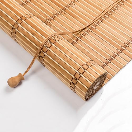 HDEYRSX Estores de Bambú,Persianas Enrollables para Exterior e Interior,Cortina Transpirable de Puertas o Ventanas,Protección Solar y Privacidad,con Accesorios,Personalizable (70cm x 130cm)