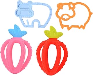Toyvian 4 Pçs Bebê Silicone Mastigar Mordedor Anel Brinquedo Silicone Mordedor Silicone Dentição Brinquedos Natural Sfoft Mordedores Infantil Goma Mordedor Morango Mordedor Mastigar
