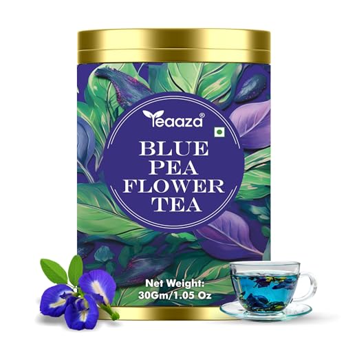 Image of Teaaza Blue butterfly Pea Flower tea for Weight loss, belly fat | 30 Grams| 60 Cups|Caffeine Free Herbal Tea | 100% Organic Blue Pea Tea | Plant Based | ANTIOXIDANT RICH | Non - GMO - Vegan | Reusable Tin