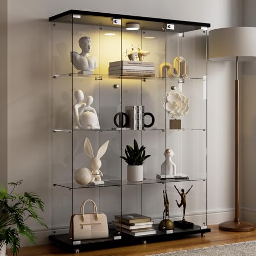 Darget Glass Display Cabinet 12 Shelves with 2 Doors,Middle Open