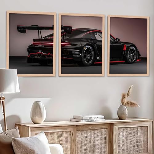 Image of TASVEE Car wall posters | set of 3 wall frames | posters for wall | Wall Decoration for Bedroom, Living Room & Office | Best Gift for Boys & Car Lovers (A2, LARGE 13X17, Framed)