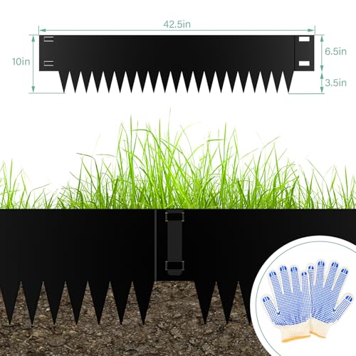 Ganeekiron 10 Inch Metal Landscape Edging, 40" L x 10" H Garden Edging - Bendable Metal Edging with 6 Clips Edging for Landacaping Lawn Yard (20Ft Total, Black) by Ganeekiron - Image 4