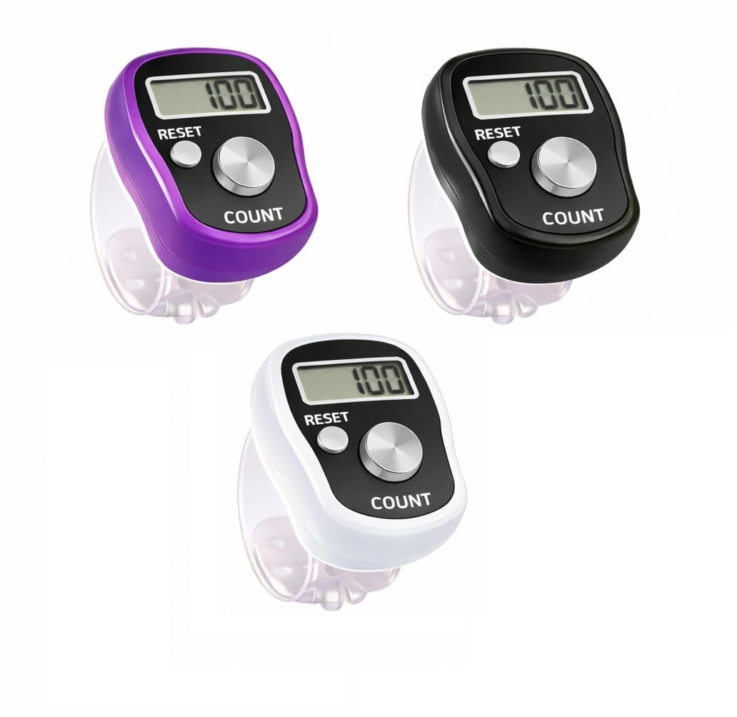 3 Pack Electronic Finger Counter, 5-Digit Number Count Clicker Mini LCD Digital Display Hand Tally Counter, Resettable Counters Clickers for Knitting, Crochet, Coaching, Lap, Golf, Toddler (Assorted)-image-40