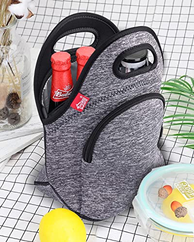 Yookee Home Neoprene Lunch Bag For Women Insulated Lunch Bag For Men Small Lunch Cooler Lunch Box Insulated Bag Thermal Lunch Bag Waterproof Leak Proof Freezable Lunch Bag Kids Lunch Tote Bag Grey #TOP5