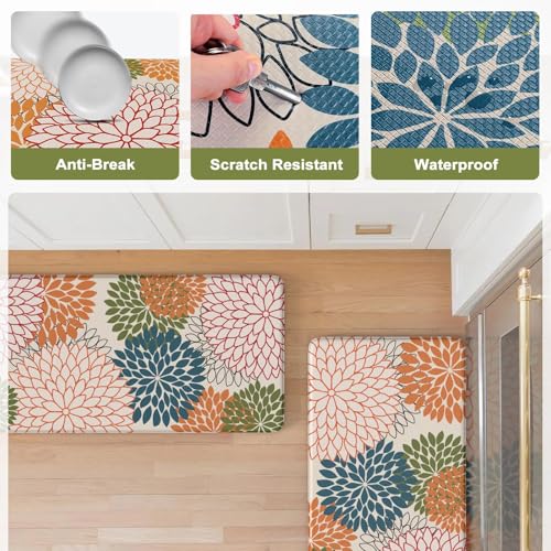 Collive Kimode Anti Fatigue Kitchen Mat, Farmhouse Floral Kitchen Floor Mats 17.3"X29", Non Slip Waterproof Kitchen Rug, Geometric Comfort Standing Mat For Laundry thumb #6