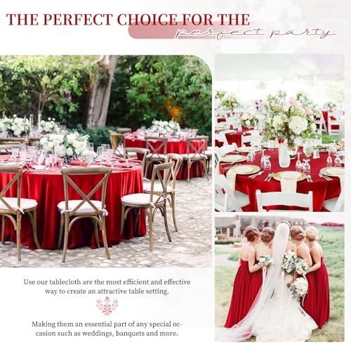 Teruntrue 12 Pack Red Round Tablecloth 90 inch, Waterproof Red Tablecloths for Round Tables,Polyester Stain Resistant Washable Round Table Cover in Bulk for Wedding Party Buffet Camping by Teruntrue - Used condition - Image 5