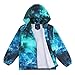 ESTAMICO Boys Windbreaker Jacket Fashion Hoodies Outwear Coat Waterproof Zipper Raincoat, Blue/Green 5-6