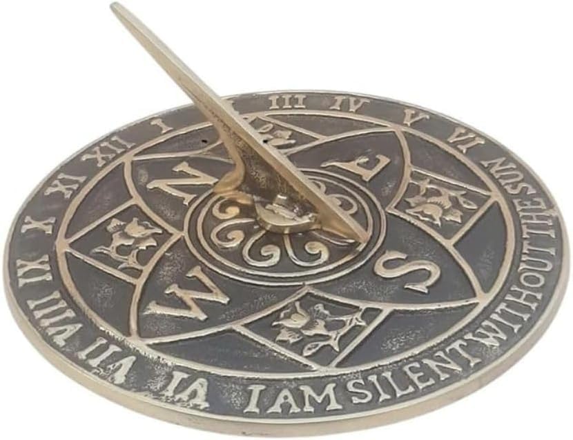 Reloj solar de jardín náutico de 10 pulgadas, reloj de sol atemporal para decoración de jardín y hogar al aire libre