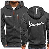 QWEIAS Dünne Hoodies-Jacke für Herren – Servizio Vespa-Print Langarm-Sweatshirts Pullover Frühling Sommer Full Zip Coats Sports Hooded Tops(Color:A2,Size:XL)